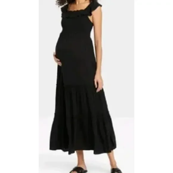 knee length dresses for ladies Silver Luxury Tulle Maternity Gown, Pregnant Guest, Baby Shower, Gender Reveal Large / Silver main image 1